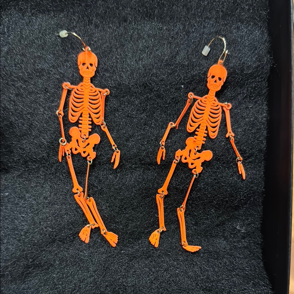 Orange Skeleton Earrings